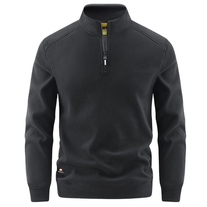 Men's Breathable Microfleece Half-Zip Sweater with Stand Collar and Raglan Sleeves Mune Fashion