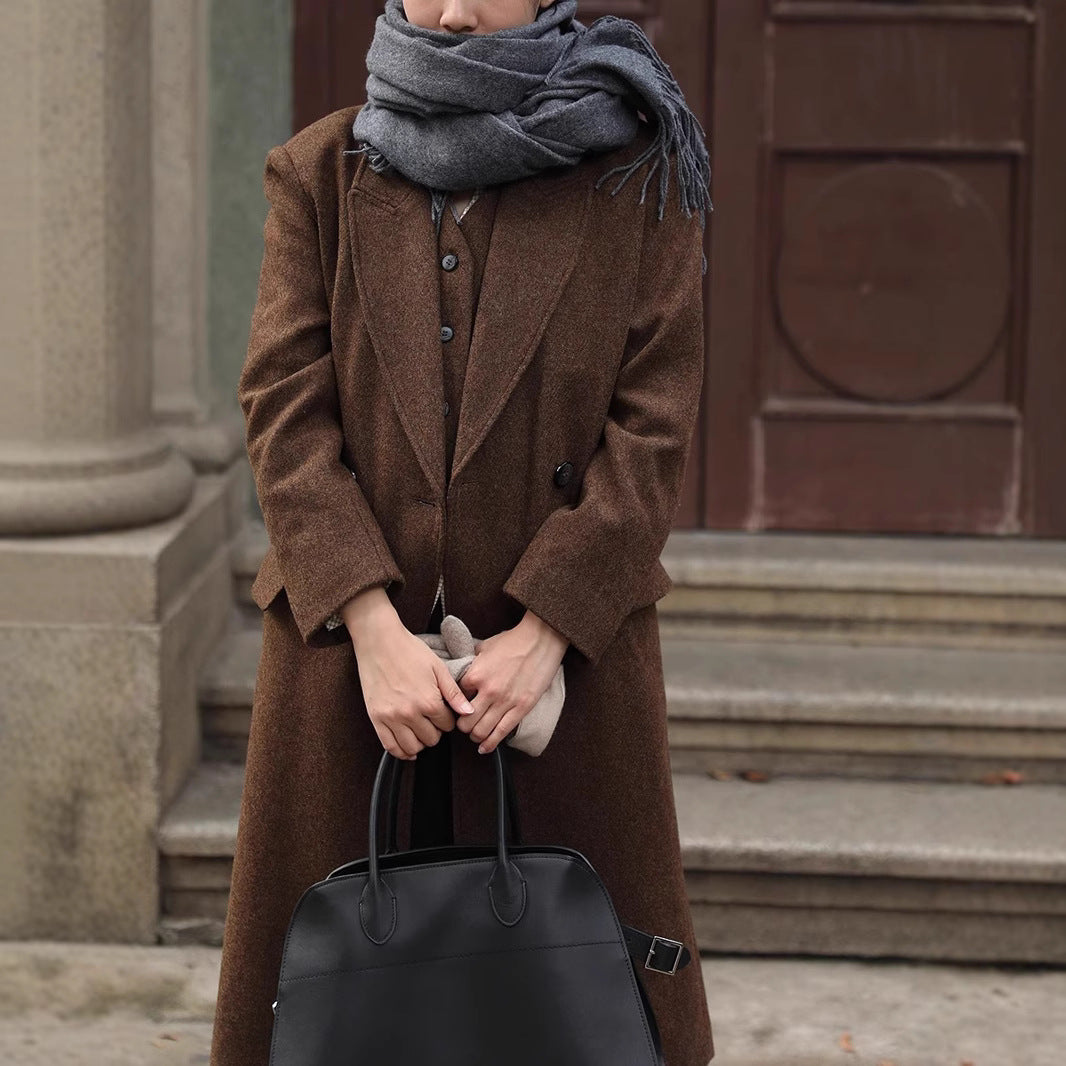 Women's Elegant and Modern Wool Trench Coat Drune