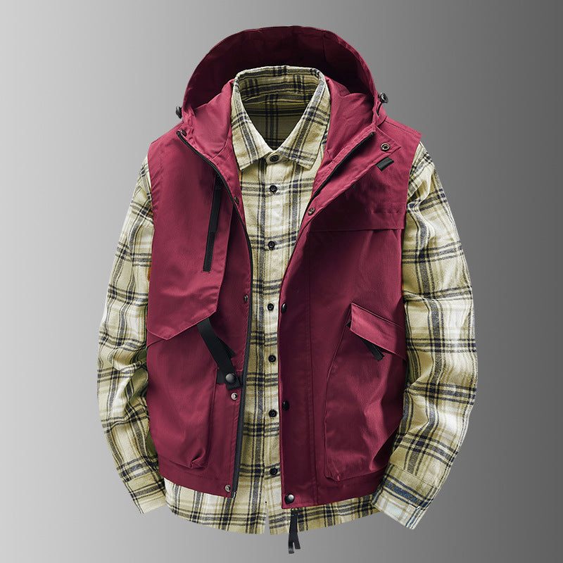 Men's utility vest with hood, water-repellent outer layer and multifunction pockets Mune Fashion