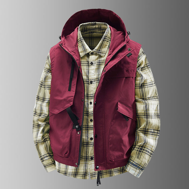 Men's utility vest with hood, water-repellent outer layer and multifunction pockets Mune Fashion