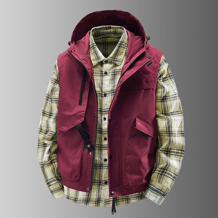 Men's utility vest with hood, water-repellent outer layer and multifunction pockets Mune Fashion