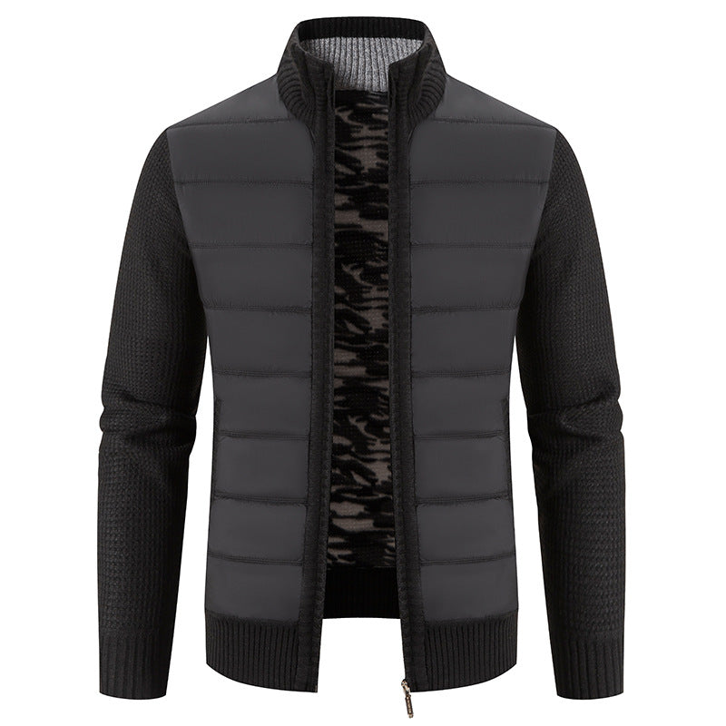 Men's nan Hybrid Knit Padded Jacket with Padded Front, Ergonomic Knit Sleeves and High Stand-Up Collar Mune Fashion