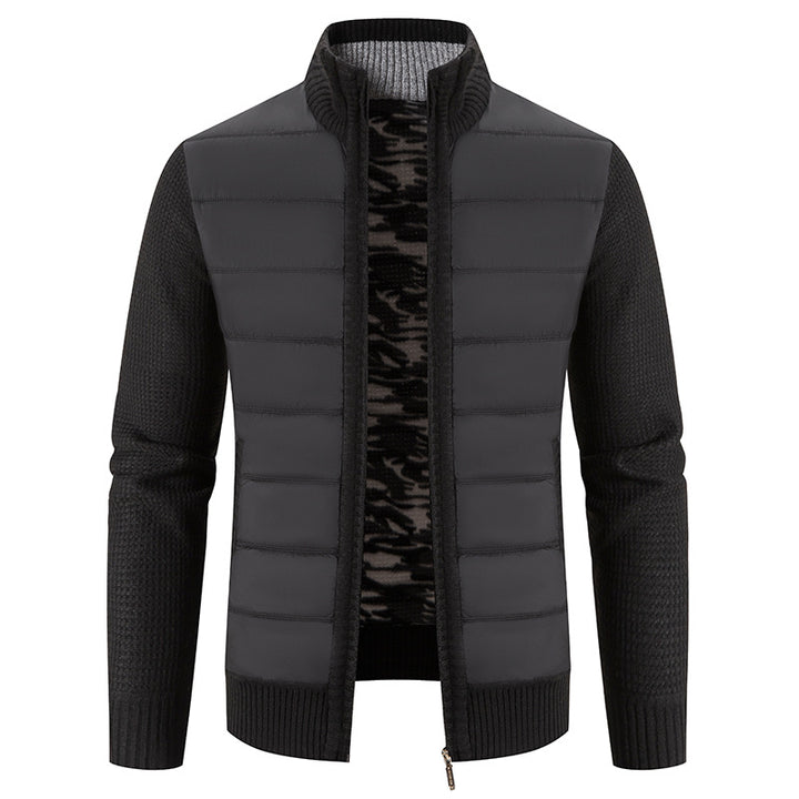 Men's nan Hybrid Knit Padded Jacket with Padded Front, Ergonomic Knit Sleeves and High Stand-Up Collar Mune Fashion