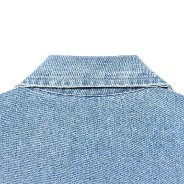 Women Cropped Denim Jacket with Asymmetrical Hem and Flap Pockets Mune Fashion
