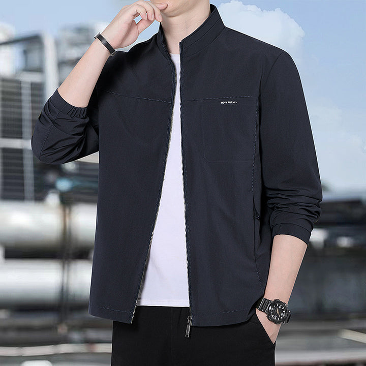 Men's Minimalist Comfort Training Jacket with Stand-Up Collar, Windproof Softshell Material and Concealed Zipper Pockets Mune Fashion