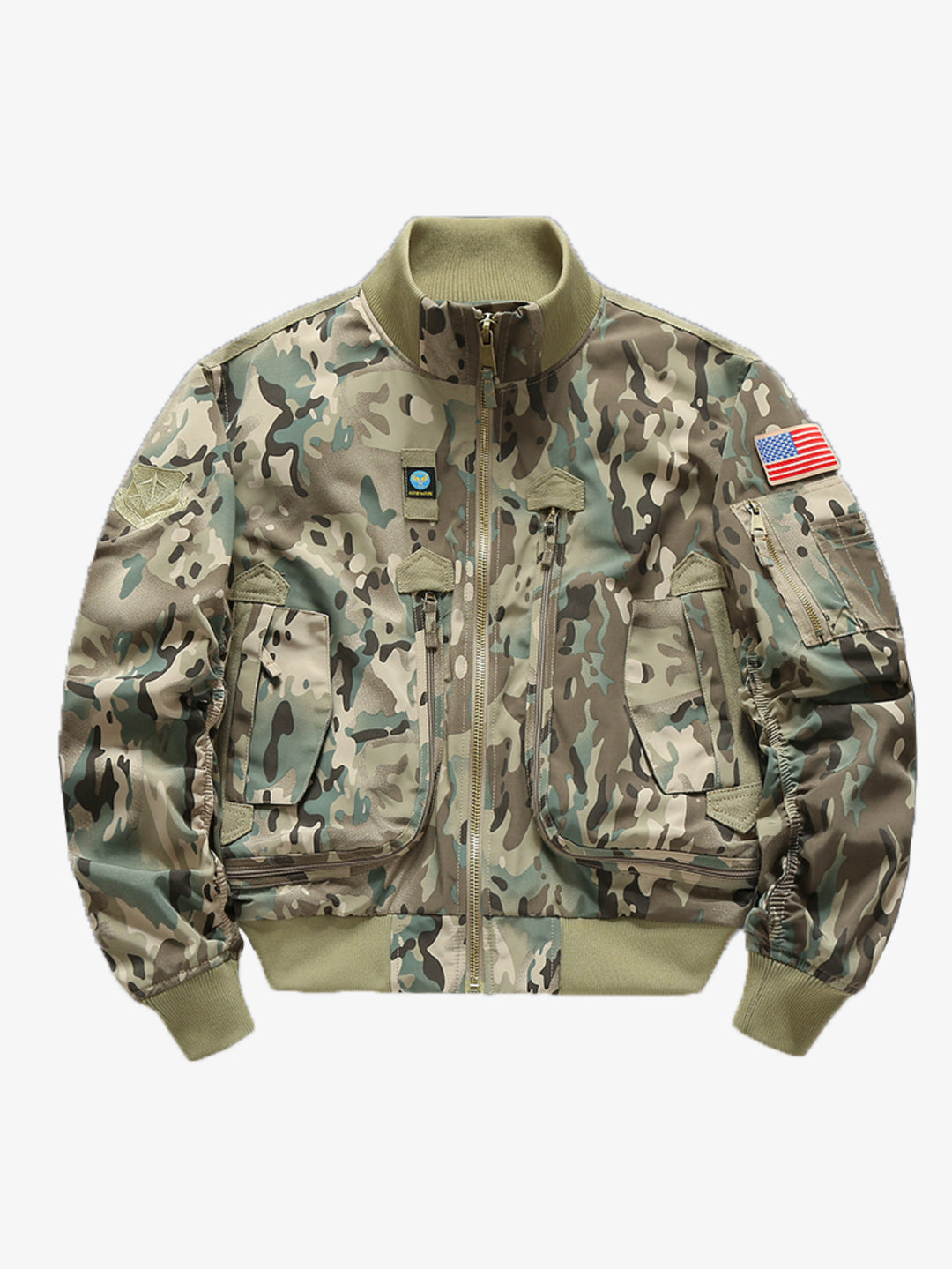 Men's military style flight bomber jacket with multifunctional pockets Mune Fashion