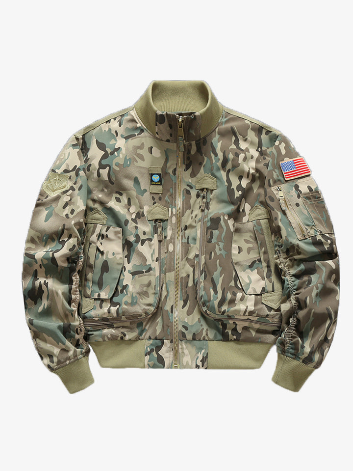 Men's military style flight bomber jacket with multifunctional pockets Mune Fashion