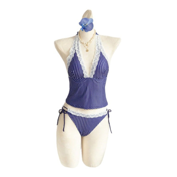Women's Halter-Kini Set with Lace Accents Mune Fashion