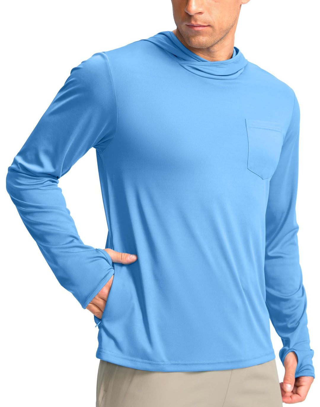 Men's functional shirt with hood and pockets