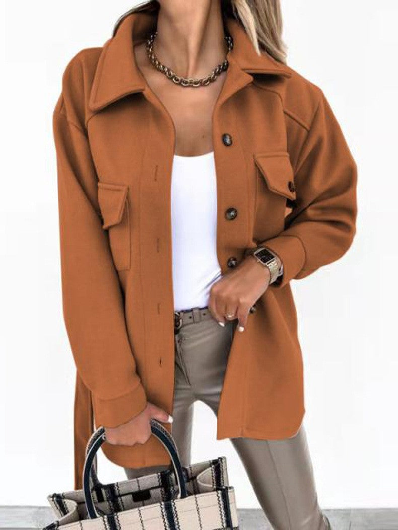 Women's Oversized Shirt Jacket with Flap Pockets Mune Fashion