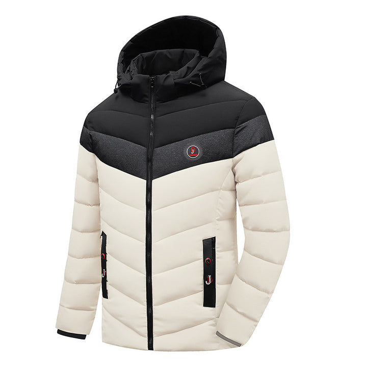 Men's padded jacket with hood, chevron quilting and weatherproof thermal insulation Mune Fashion