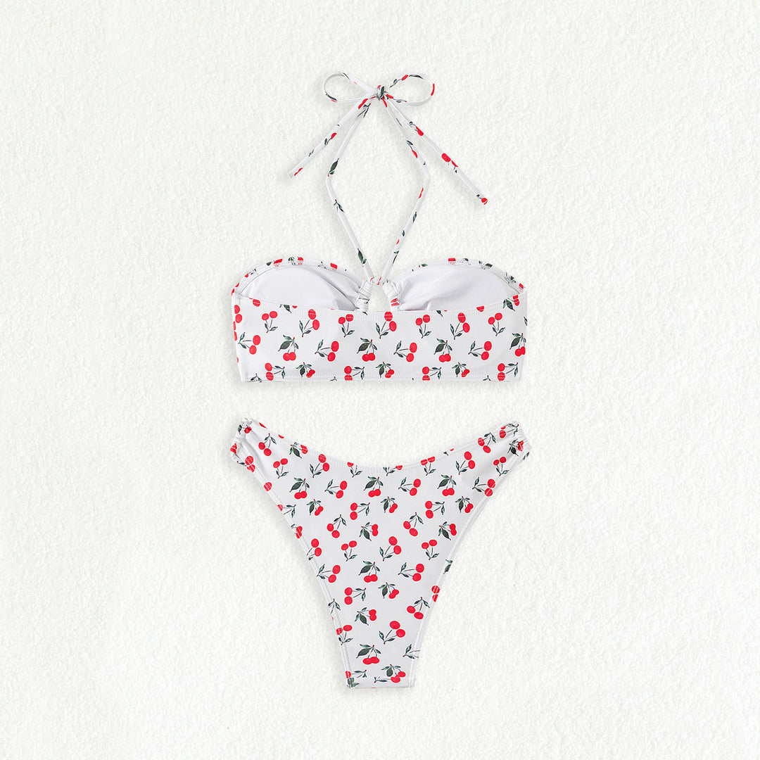 Women's bandeau bikini set with playful cherry pattern Mune Fashion