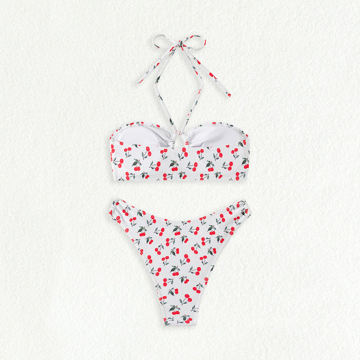 Women's bandeau bikini set with playful cherry pattern Mune Fashion