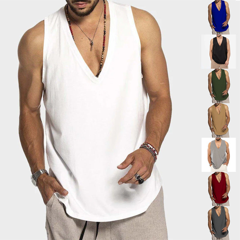 Men's deeply cut sleeveless top with V-neck and relaxed flowing fit Mune Fashion