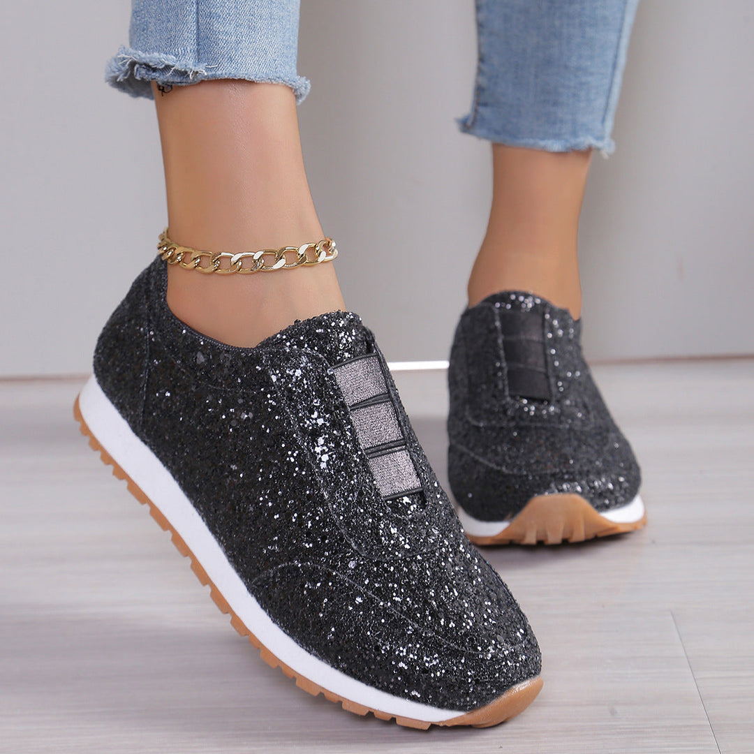 Women's Glittering Slip-On Sneakers with Comfortable Sole Mune Fashion