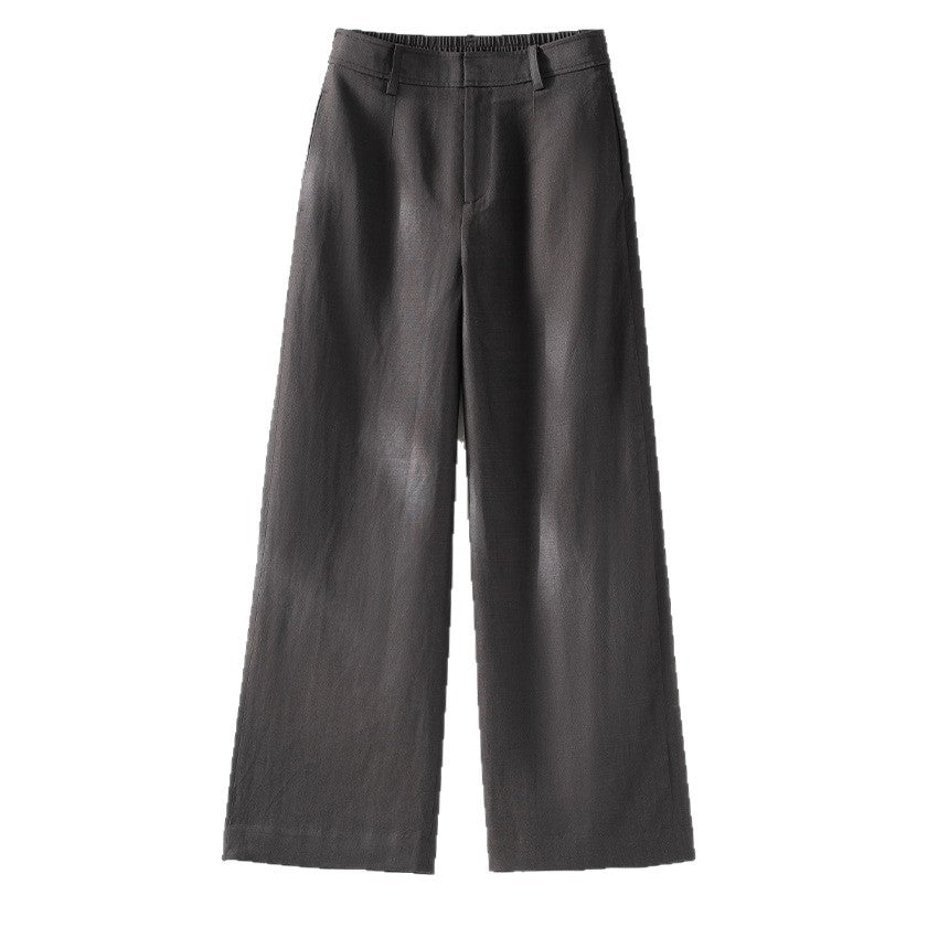Women's Palazzo Pants made of light linen blend with high waist and crease Mune Fashion