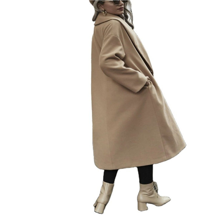 Women Oversize Long Coat with Wide Shoulder and Concealed Button Placket Mune Fashion
