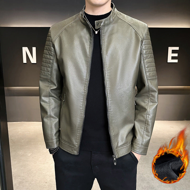 Men's Stylish Faux Leather Jacket with Quilted Details Mune Fashion
