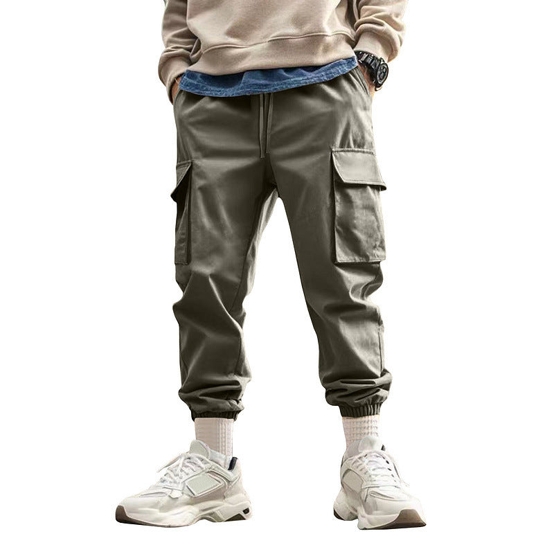 Men's Tapered Cargo Joggers with Drawstring, Patch Flap Pockets and Elastic Cuffs Mune Fashion