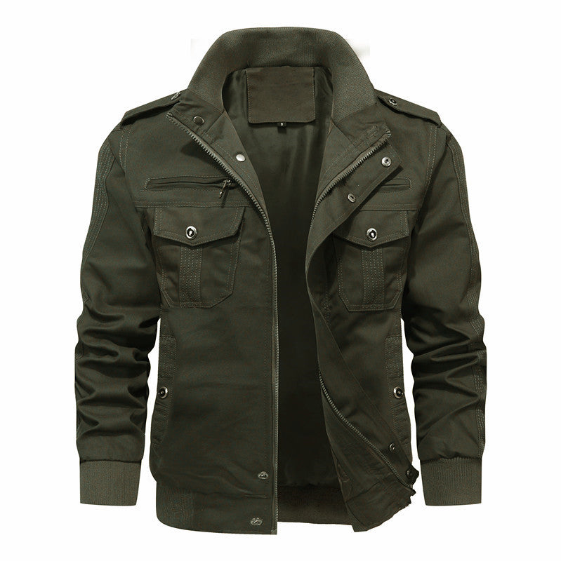Men's Utility Field Jacket with Stand-Up Collar and Multiple Pockets Mune Fashion