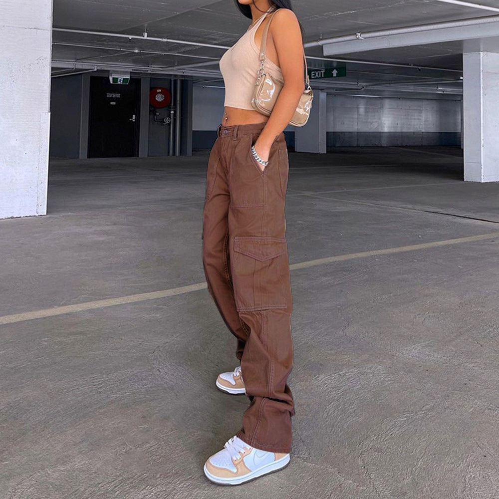 Women High-Waist Cargo Jeans in Relaxed-Fit with Wide Leg Mune Fashion