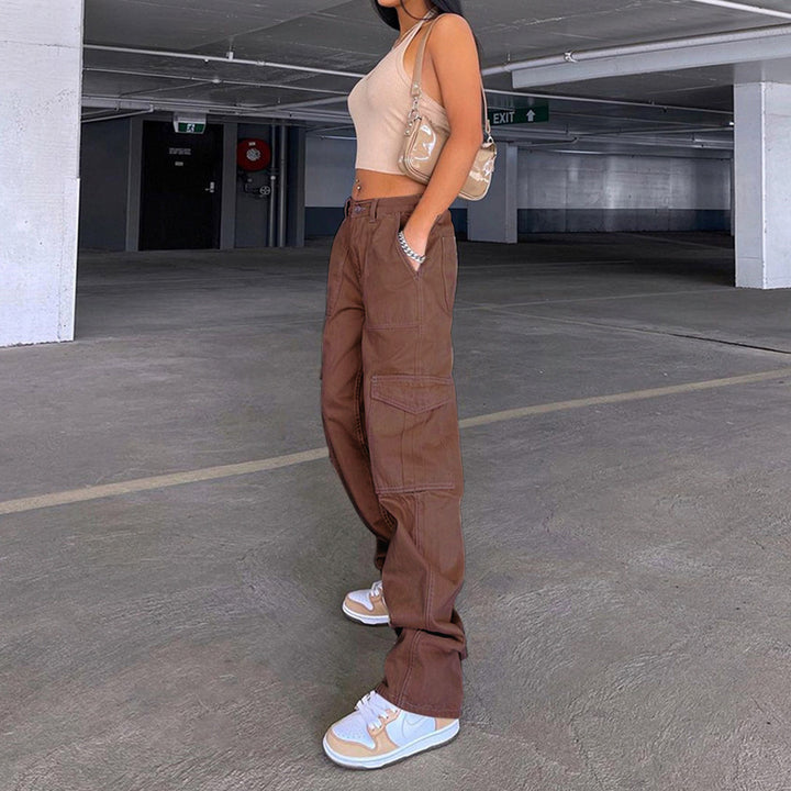 Women High-Waist Cargo Jeans in Relaxed-Fit with Wide Leg Mune Fashion