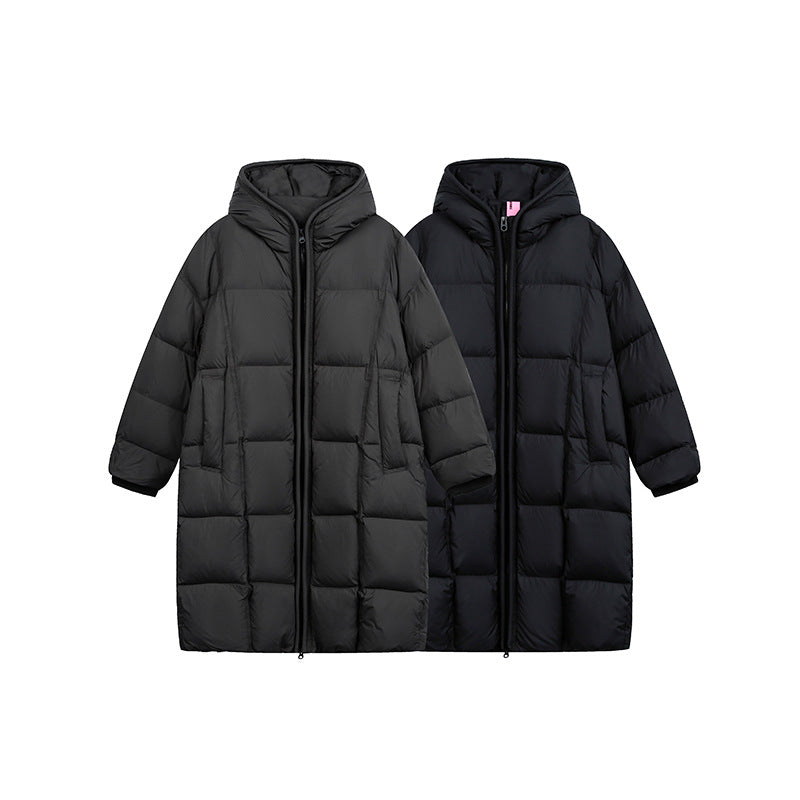 Women's Long Quilted Coat with Hood, Oversize Thermal Insulation Mune Fashion
