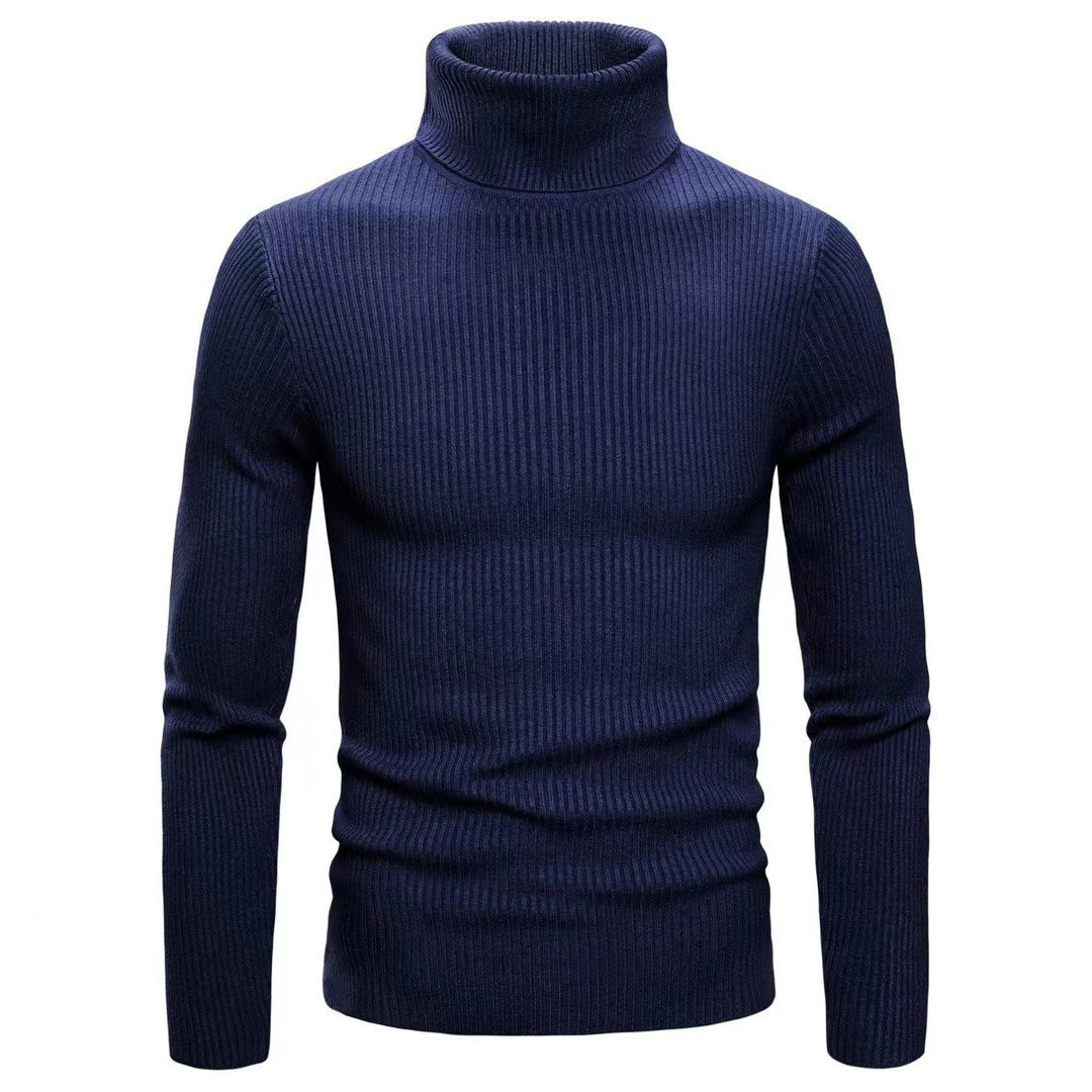 Men's narrow-fitting ribbed turtleneck sweater made of fine knit with stretch and thermoregulating wool blend Mune Fashion