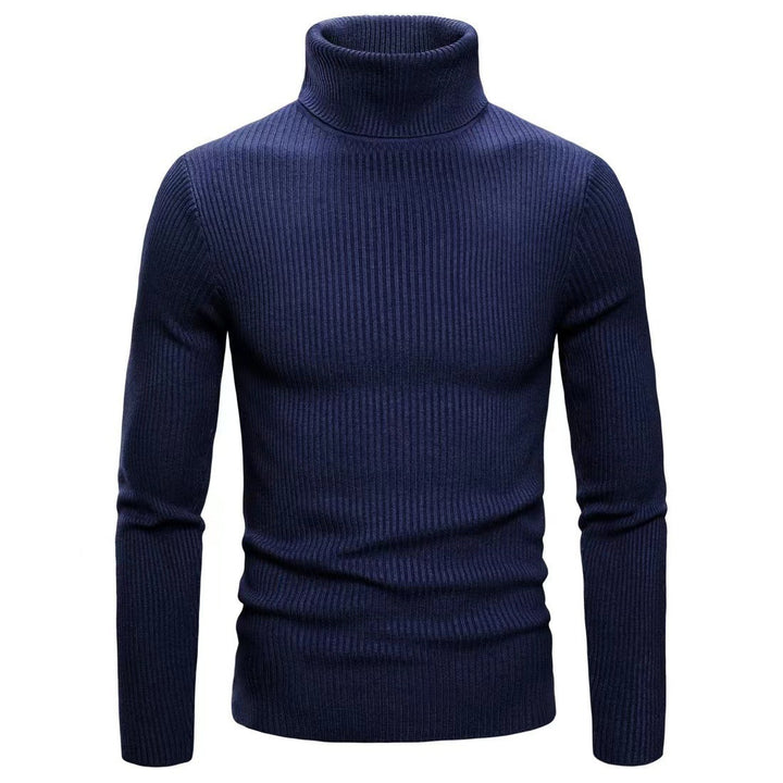 Men's narrow-fitting ribbed turtleneck sweater made of fine knit with stretch and thermoregulating wool blend Mune Fashion