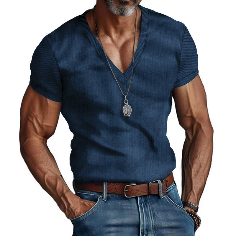 Men's Short Sleeve V-Neck T-Shirt Mune Fashion