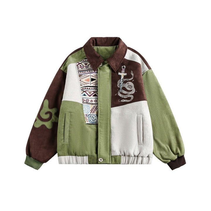 Men's Patchwork Cord and Suede Blouson with Stitch Detail Mune Fashion