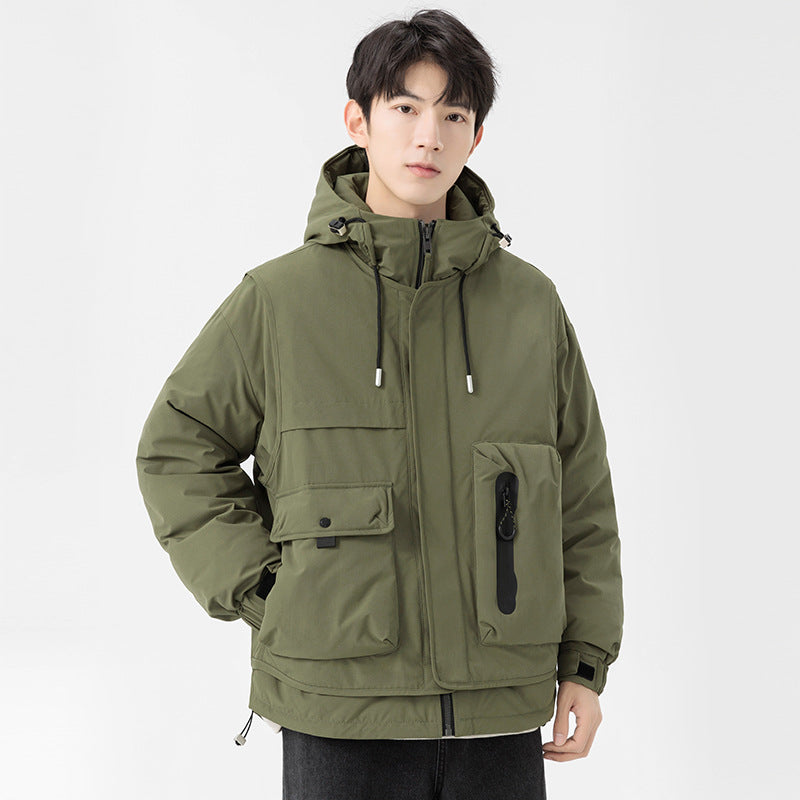 Men's padded hooded field jacket with multifunction pockets Drune