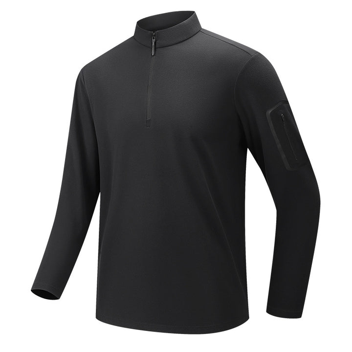 Men's Functional Long Sleeve Training Top with Stand-Up Collar and Zip Arm Pocket Mune Fashion