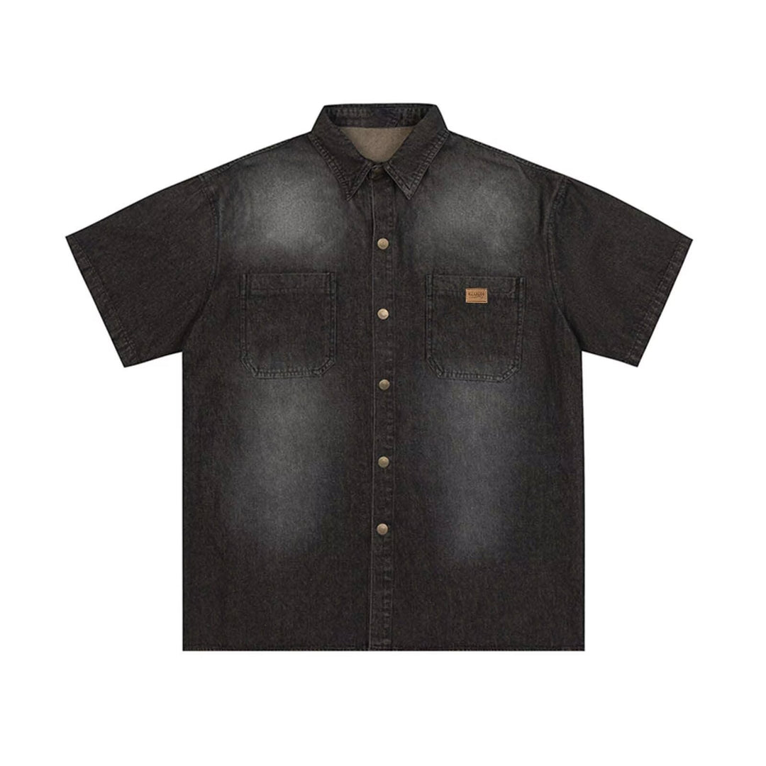 Men's Short Sleeve Denim Shirt Mune Fashion