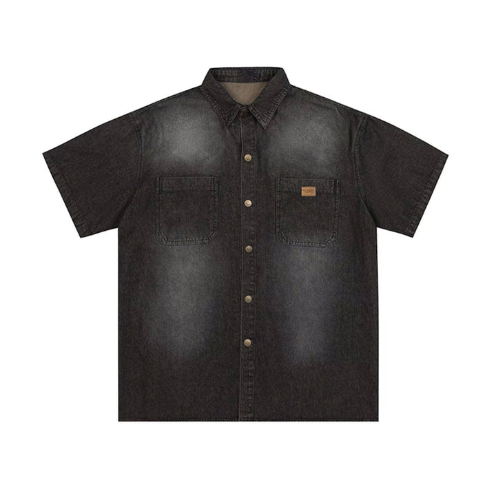 Men's Short Sleeve Denim Shirt Mune Fashion