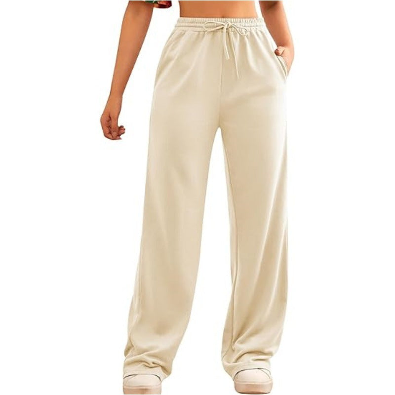 Women's Highwaist Palazzo Jogger with elastic comfort waistband, drawstring and side pockets Mune Fashion