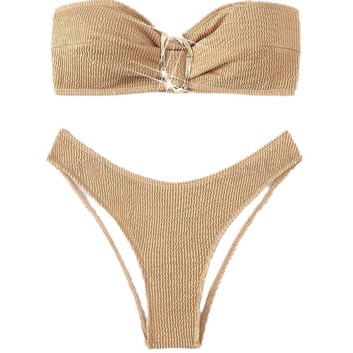 Women's bandeau bikini with fashionable knot design and elegant ring detail Mune Fashion