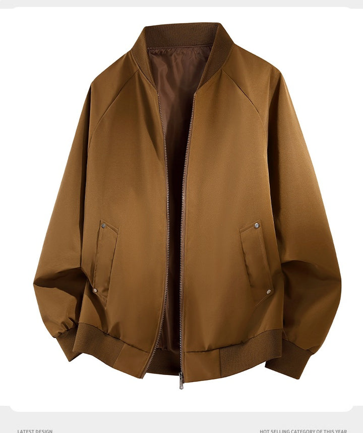 Men's Lightweight Outdoor Bomber Jacket in Clean Look with Raglan Sleeves, Concealed Two-Way Zipper & Practical Flap Pockets Mune Fashion