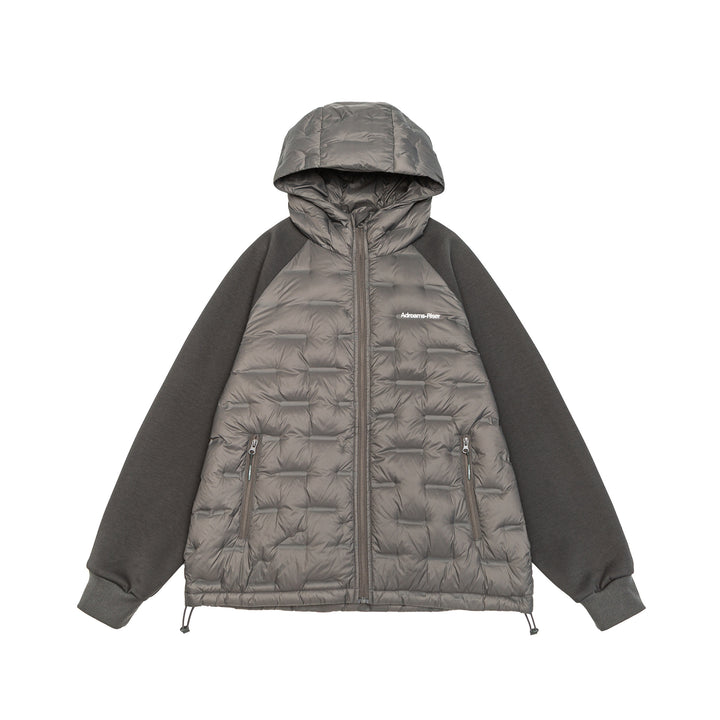 Men's hybrid quilted jacket with padded front, hood, and elastic sleeve cuffs Mune Fashion