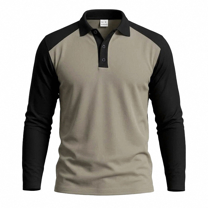 Men's long-sleeved raglan polo made of cotton blend with button placket and ergonomic cut Mune Fashion