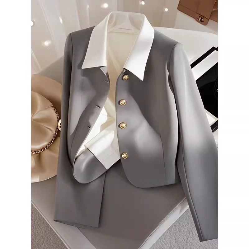 Women Elegant Blazer with Gold Buttons Mune Fashion
