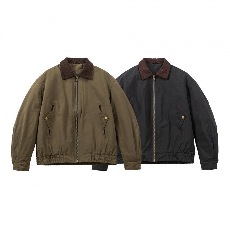 Men's Boxy Field Bomber Jacket with Cord Collar, Metal Zipper and Elastic Hem Mune Fashion