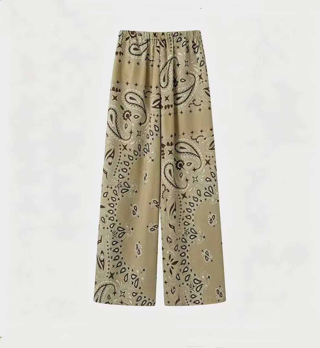 Ladies wide-cut Palazzo pants with paisley print and elastic waistband Mune Fashion