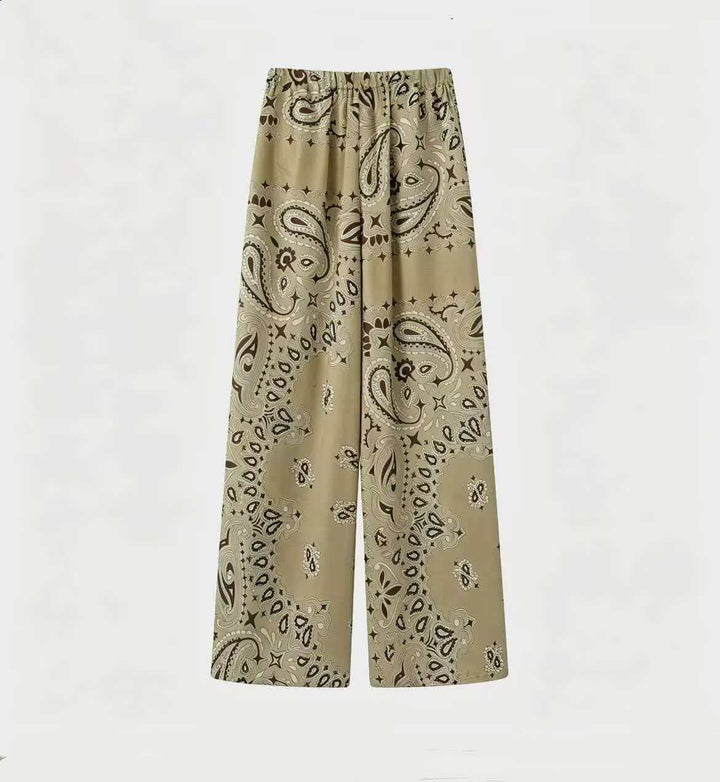 Ladies wide-cut Palazzo pants with paisley print and elastic waistband Mune Fashion
