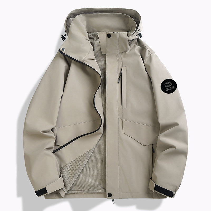 Men's Weatherproof Softshell Jacket with Mesh Lining, Adjustable Hood and Concealable Zip Placket Mune Fashion