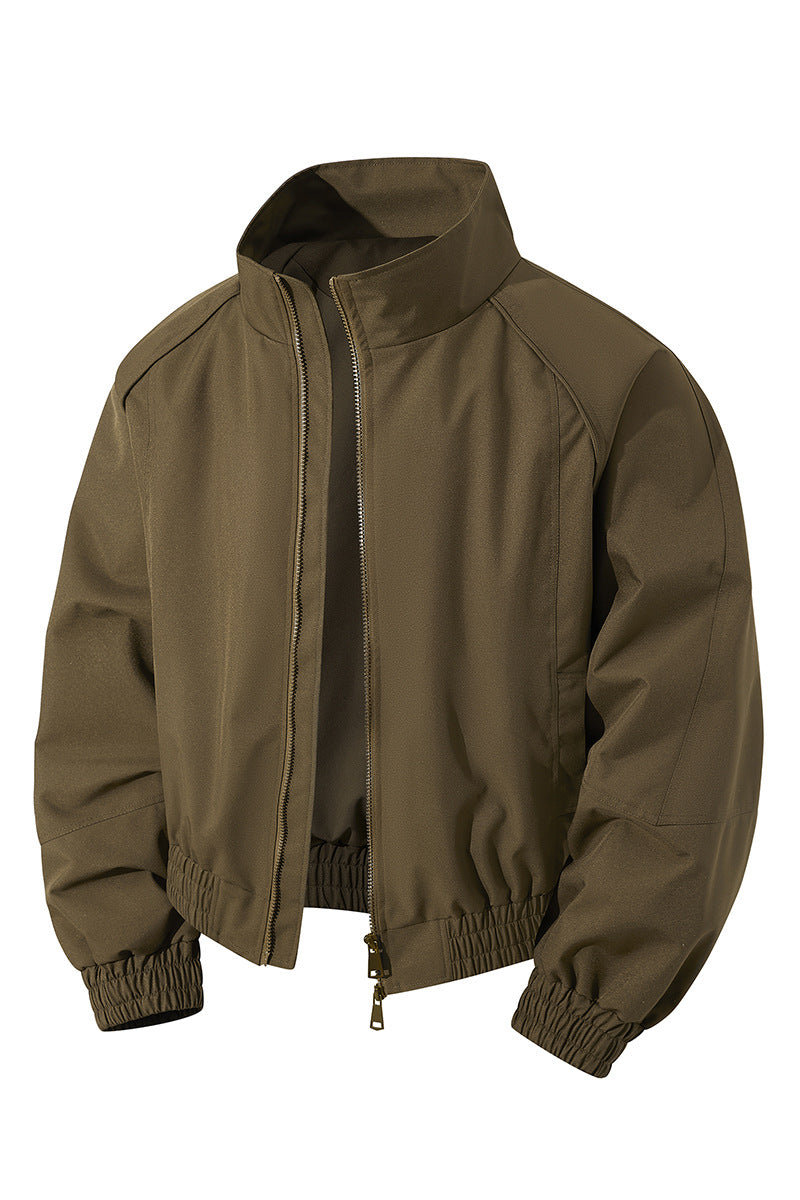 Men's lightweight windbreaker with high collar, two-way zipper and elastic drawstring waist Mune Fashion