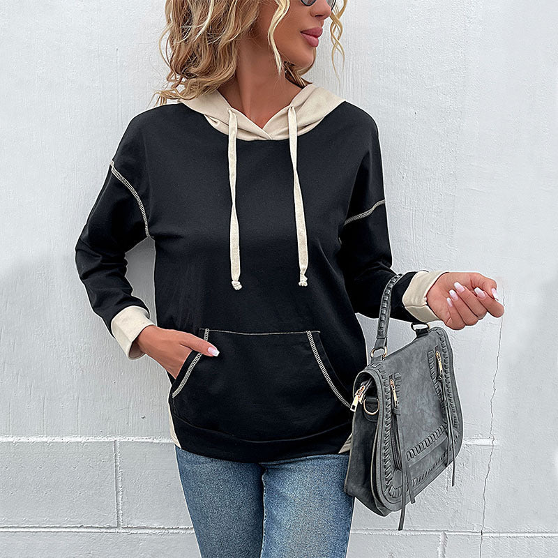 Women's hoodie with contrast trim, kangaroo pocket and casual oversized fit Mune Fashion