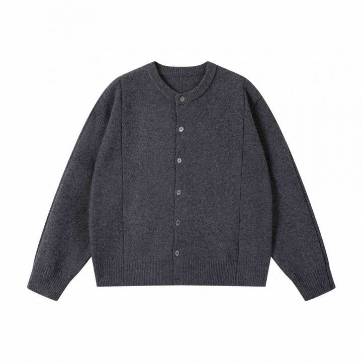 Unisex Boxiger Fine Knit Cardigan with Round Neck and Continuous Button Placket Mune Fashion
