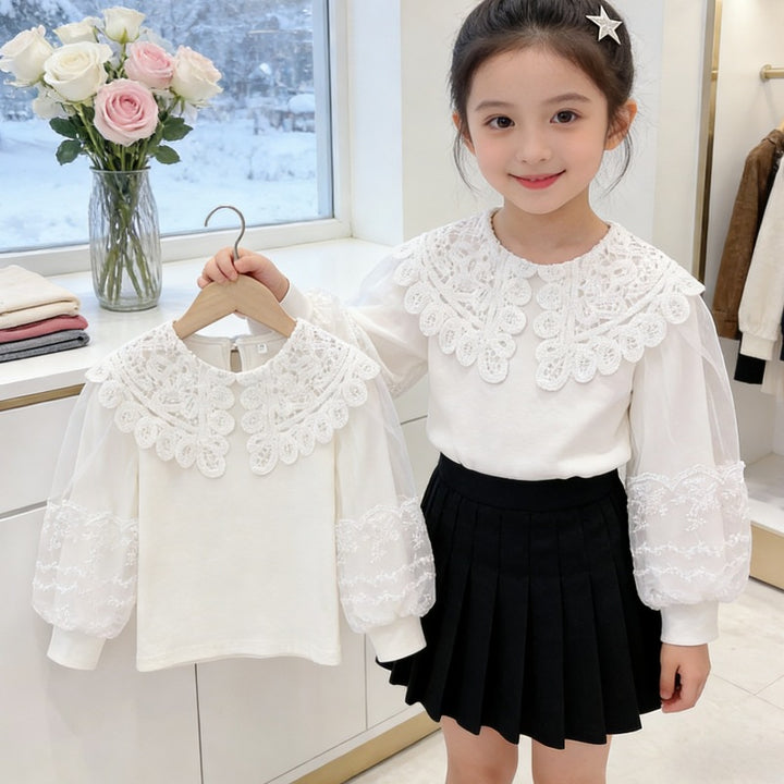 Ladies elegant blouse with intricate crochet details Mune Fashion