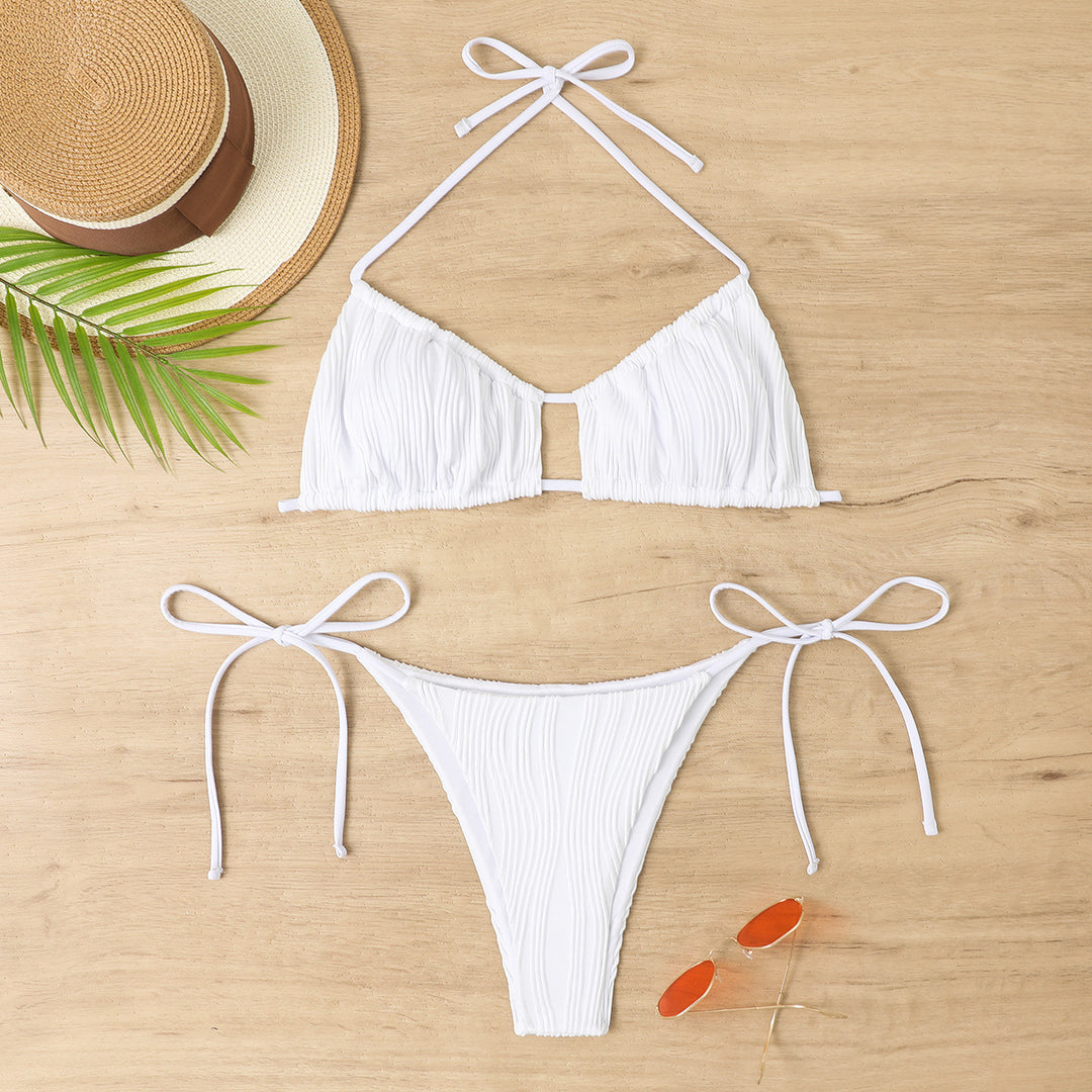 Women's bikini set with sophisticated pleated design and adjustable straps Mune Fashion